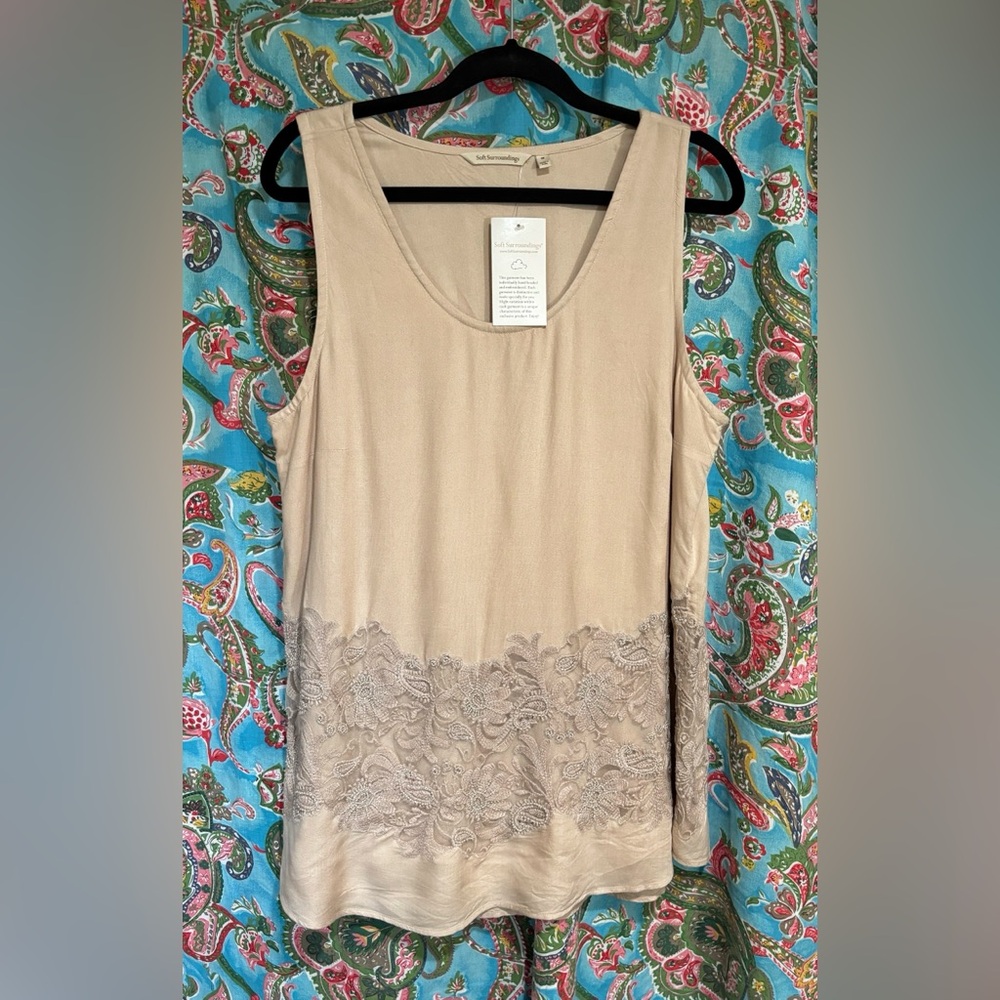SOFT SURROUNDINGS Emmelyne tank HAND BEADED size M. New with tags!